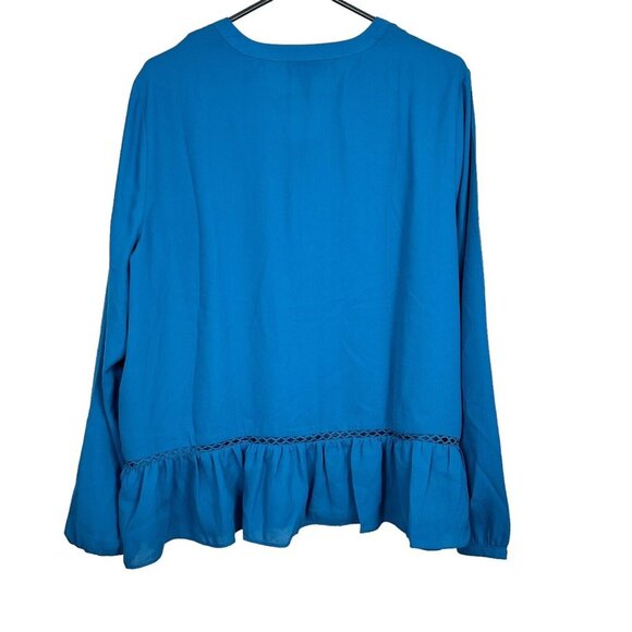 a.n.a A NEW APPROACH Womens SZ XL Tahoe Teal Puffy Long Sleeve Top Blouse NEW - Picture 8 of 9